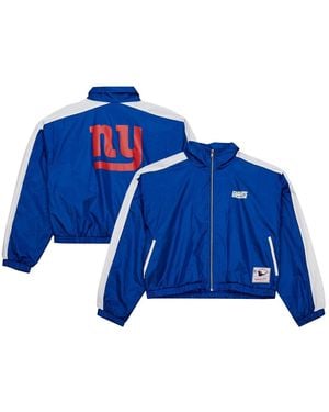 Mitchell & Ness New York Giants Nylon Cropped Full-zip Jacket - Blue