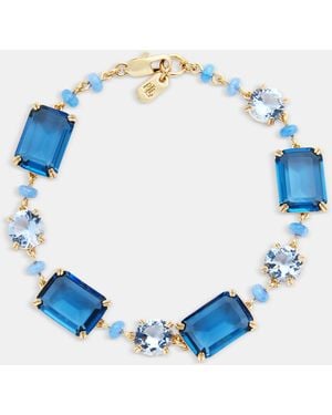 Ralph Lauren Gold-tone Mixed Cut Stone Chain Link Bracelet - Blue