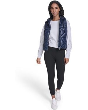 Calvin Klein Performance Diamond Quilt Hooded Puffer Vest - Blue
