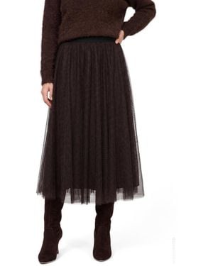 Olsen Skirts Tulle And Leopard Midi Skirt - Black