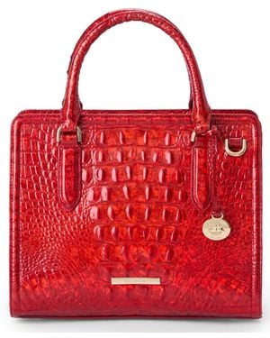 Brahmin Cami Melbourne Small Mellow Rose Leather Satchel Bag - Red