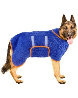 Aronkl Dog Bathrobe Quick Drying Super Absorbent Soft Warm Adjustable Machine Washable Pet Towel Supplies - Blue