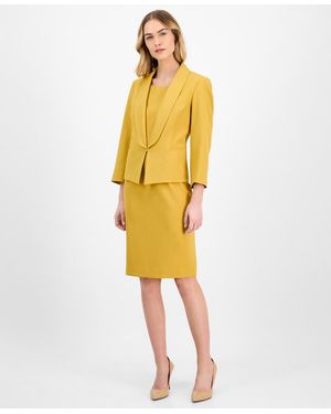 Le Suit Shawl-collar Jacket & Sleeveless Dress Suit Set - Yellow