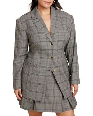 Eloquii Nipped Waist Blazer With Back Adjuster - Gray