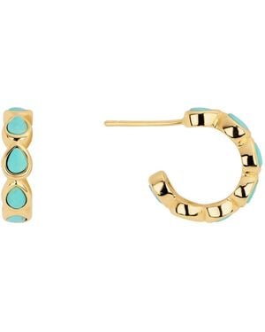 Macy's Plated Howlite Turquoise Pear Hoop Earrings - Metallic