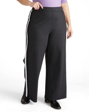 UNIVERSAL STANDARD Plus Size Wide Leg Stripe Ponte Pants - Black