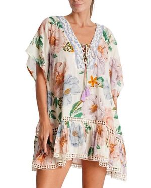 La Moda Clothing Serena Bloom Embroidered Kaftan - Multicolor