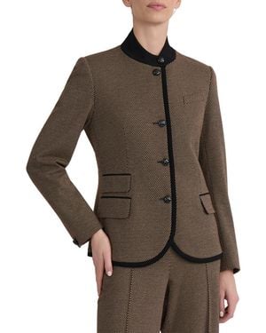 Jones New York Military-inspired Mini Dot Knit Jacquard Jacket - Brown