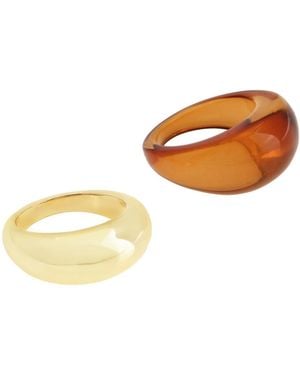 Steve Madden Boho Chunky Resin Duo Ring Set - Brown