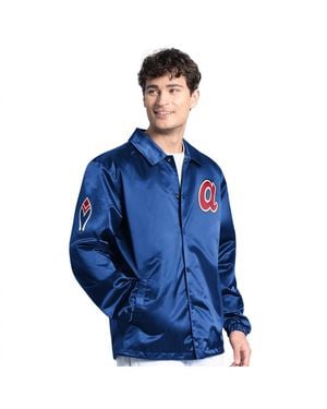 Starter Atlanta Braves Cooperstown Collection Point Man Full-snap Coaches Jacket - Blue