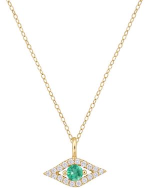Macy's Emerald And Diamond Evil Eye Pendant (1/10 Ct. T.w. Each - Metallic