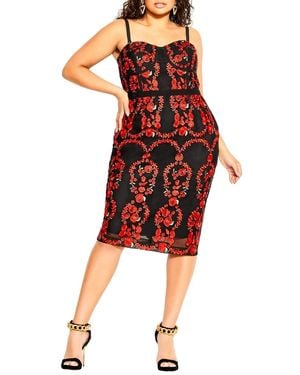 City Chic Plus Size Dolce Rose Dress - Red