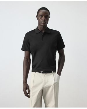 Mango Regular-fit Cotton Polo Shirt - Black