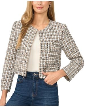Cece Cropped Tweed Collarless Jacket - Gray