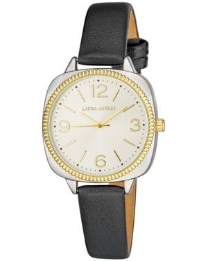 Laura Ashley Cushion Case Sunray Dial Polyurethane Strap Watch 35mm - Black