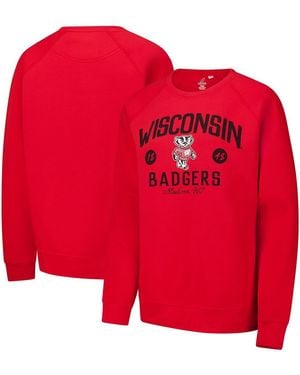 League Collegiate Wear Wisconsin Badgers Bendy Arch Essential 2.0 Pullover Sweatshirt - Red