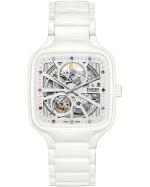 Rado Swiss Automatic True Square White High-tech Ceramic Bracelet Watch 38mm