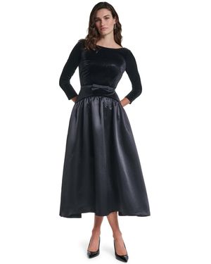 KARL LAGERFELD Velvet Drop-waist Midi Dress - Black
