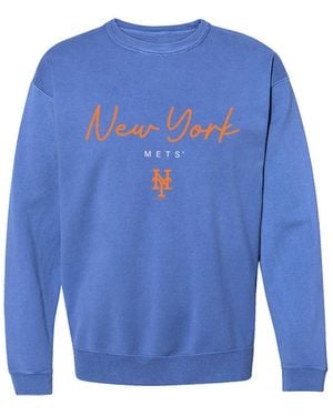 Soft As A Grape New York Mets Pigment Dye Dropped-shoulder Crewneck Sweatshirt - Blue