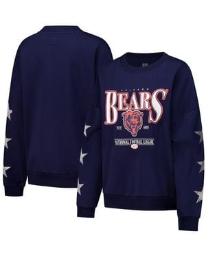 Gameday Couture Chicago Bears Rhinestone Star Sleeve Settle The Score Tri-blend Pullover - Blue
