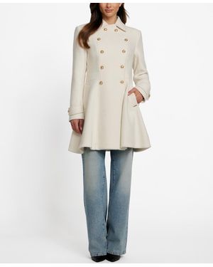 Guess Double-breasted Skirted Coat - Natural