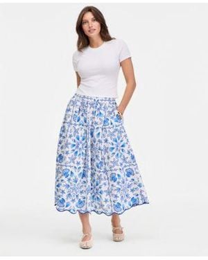 On 34th Serene Shores Midi Skirt Macys Exclusive - Blue