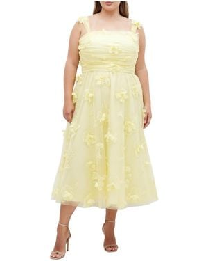 City Chic Plus Size Leilani 3d Dress - Yellow