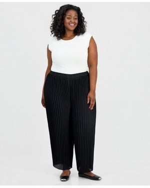 Anne Klein Plus Size Pleated Pull-on Pants - Black