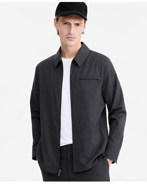 Alfani Tech Wool-blend Shacket - Blue