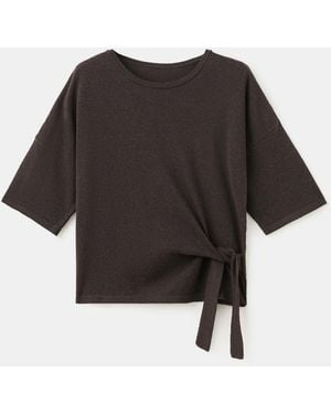 Mango Bow Knit Sweater - Black