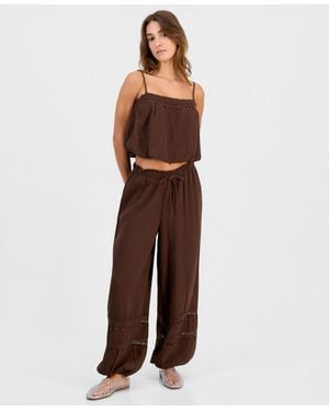 And Now This Cotton Crochet-trim jogger Pants - Brown
