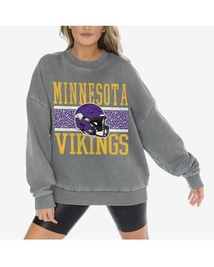 Gameday Couture Minnesota Vikings Vintage Wash Oversized Crewneck Fleece Pullover - Gray