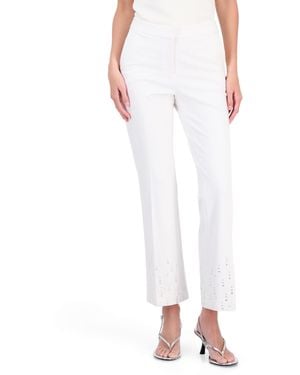 Anne Klein Compression Embellished Ankle-flare Pants - White