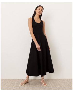 Pact Fit & Flare Open Back Maxi Dress Made With Organic Cotton - Black