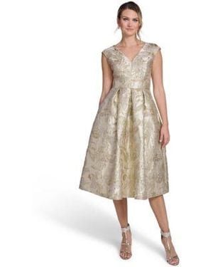 Jessica Howard V Neck Cap Sleeve Midi Dress - Natural