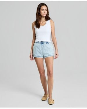 And Now This Denim High Rise Pull-on Shorts - Blue
