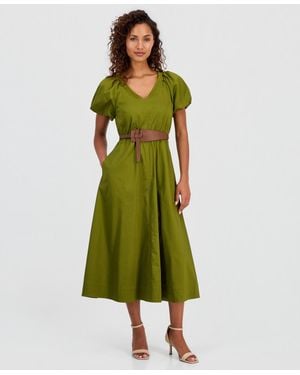 Anne Klein Belted Midi Dress - Green