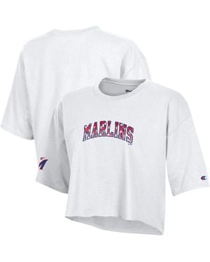 Champion Cleveland Guardians Cropped Graphic Crewneck T-shirt - White