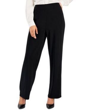 Anne Klein Essentials Ak Anne Klein Solid Interlock Twist Yarn Wide Leg Knit Pants P Xxs Xl - Black