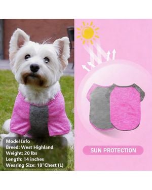 Aronkl 2-pack Lightweight Athletic Dog T-shirt - Pink