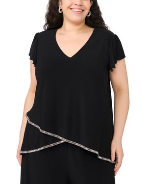 Msk Plus Size V-neck Short-sleeve Top - Black