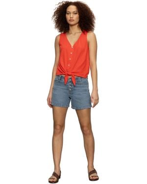 Sanctuary Vacation Tie-front Button-up Vest - Red