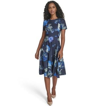 Calvin Klein Short-sleeve Crewneck Dress - Blue