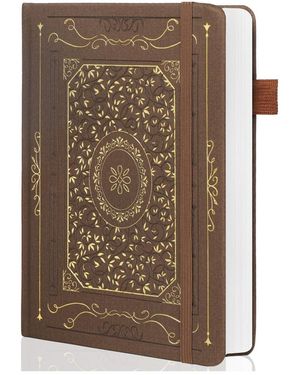 Danrong Hardcover College Ruled Lined Journal 320 Numbered Pages Thick Paper Travel School Office Journal - Brown