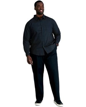 Haggar Big & Tall Premium No Iron Khaki Classic-fit Pleated Hidden Expandable Waistband Pants - Black