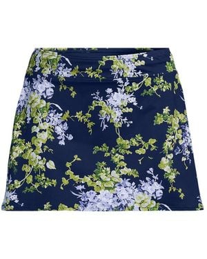 Lands' End Plus Size Tummy Control Swim Skirt - Blue