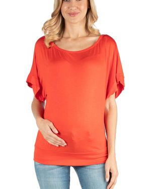 24seven Comfort Apparel Loose Fit Dolman Maternity Top - Red