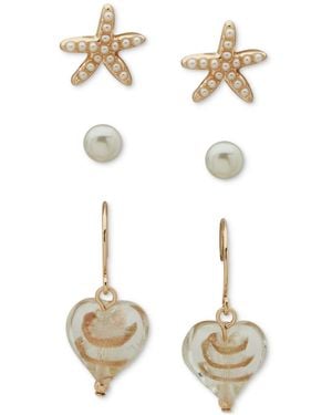 Lonna & Lilly Gold-tone 3-pc. Set Imitation Pearl Stud & Stone Drop Earrings - White