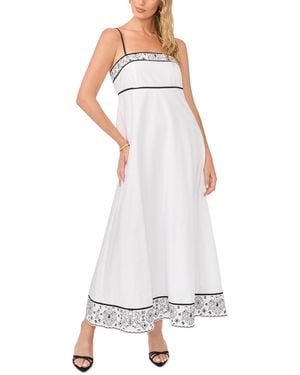 Vince Camuto Square Neck Spaghetti Strap Midi Dress - White