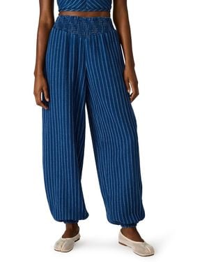 Steve Madden Tillie Stripe Cotton & Linen Balloon Pants - Blue